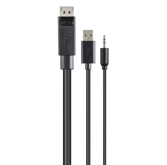 TAA DP/USB/AUD SKVM CBL, DP M/M; USB A/B, 10', Black, hi-res